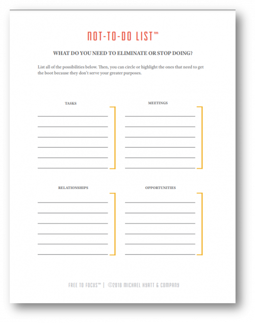 Exercise: Build Your Own Not-To-Do List Exercise: Build Your Own Not-To-Do List